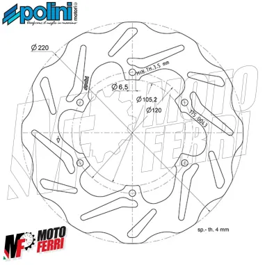 MF2536 Disco Freno Anteriore Posteriore Wave Polini Vespa GTS Super HPE 300