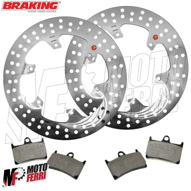 MF3211 Kit 2 Disco Freno Anteriore Braking + Pastiglie per Yamaha TMAX 500 da 2008 a 2011