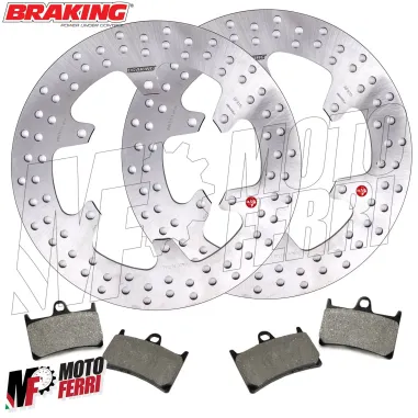 MF3211 Kit 2 Disco Freno Anteriore Braking + Pastiglie per Yamaha TMAX 500 da 2008 a 2011