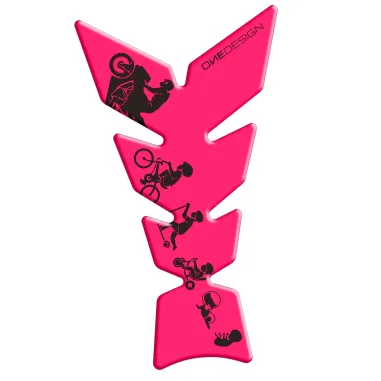 MF3233 - Adesivo Protezione Paraserbatoio Rosa / Nero Moto Universale 22x14cm