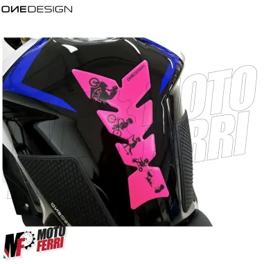 MF3233 - Adesivo Protezione Paraserbatoio Rosa / Nero Moto Universale 22x14cm
