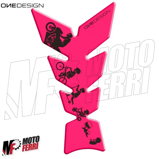 MF3233 - Adesivo Protezione Paraserbatoio Rosa / Nero Moto Universale 22x14cm