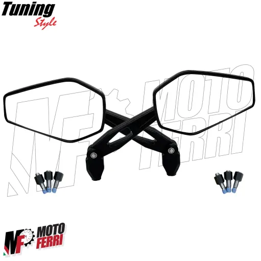 MF3244 Specchietti retrovisori Neri Universale Omologati per Moto Scooter Quad