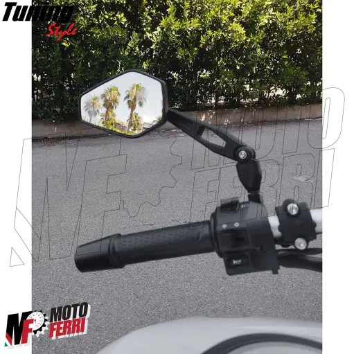MF3244 Specchietti retrovisori Neri Universale Omologati per Moto Scooter Quad