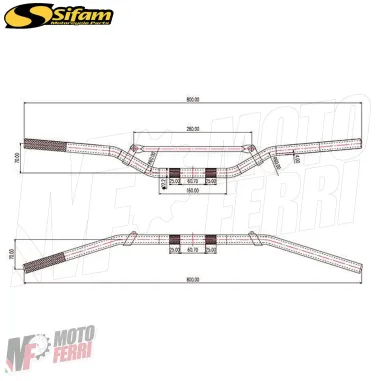 MF3247 - Manubrio Cross Alluminio 22mm Traversino Imbottitura per Cross HM Honda