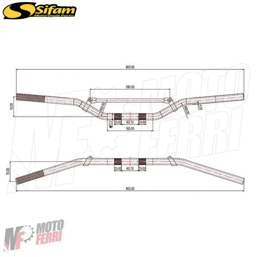 MF3247 - Manubrio Cross Alluminio 22mm Traversino Imbottitura per Cross HM Honda