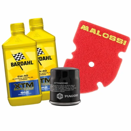 Kit 2L Bardahl 5W40 + Filtro Olio + Filtro Aria Malossi Vespa GTS 300 Super HPE