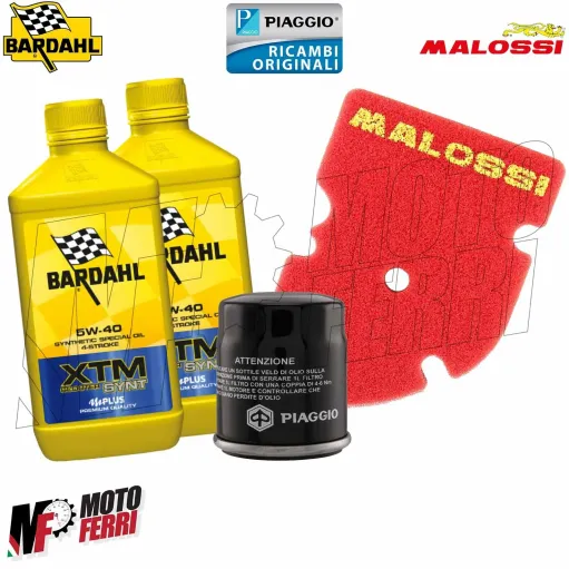 Kit 2L Bardahl 5W40 + Filtro Olio + Filtro Aria Malossi Vespa GTS 300 Super HPE