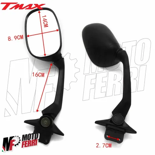 Kit 2 Specchietti Retrovisori Sinistro Destro Yamaha TMAX 530 del 2012 2013 2014