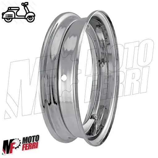 CERCHIO RUOTA 3.00-10 CROMATO VESPA 50 SPECIAL R L N PK S XL 125 ET3 PRIMAVERA