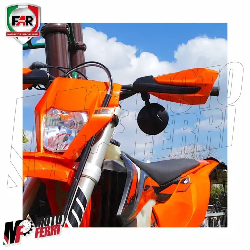 MF3312 Mini Specchietto FAR Moto Cross Enduro Ribaltabile Pieghevole Omologato