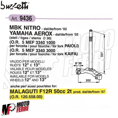 MF3348 Testa Croce Forcella Buzzetti - Yamaha Aerox 2002 - 2018 / F12R da 2007