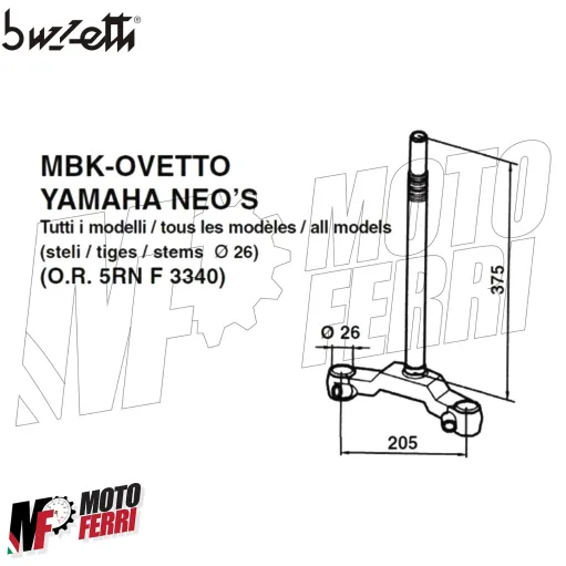 MF3355 Testa Croce Forcella Buzzetti - MBK Ovetto / Yamaha Neo's 2002 - 2012