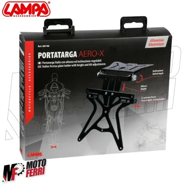 MF3366 Portatarga Universale Moto Lampa Aero-X Regolabile Alluminio Omologato