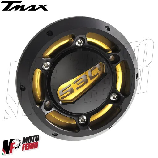 MF3403 - Coperchio Carter CNC Oro/Nero per Yamaha TMax 530 dal 2012 al 2016