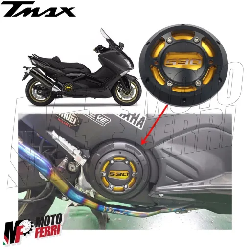 MF3403 - Coperchio Carter CNC Oro/Nero per Yamaha TMax 530 dal 2012 al 2016
