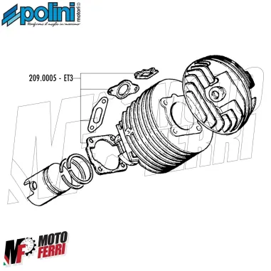 MF3572 Serie Guarnizioni Cilindro Polini 130 Doppia Alimentazione Vespa 50 125