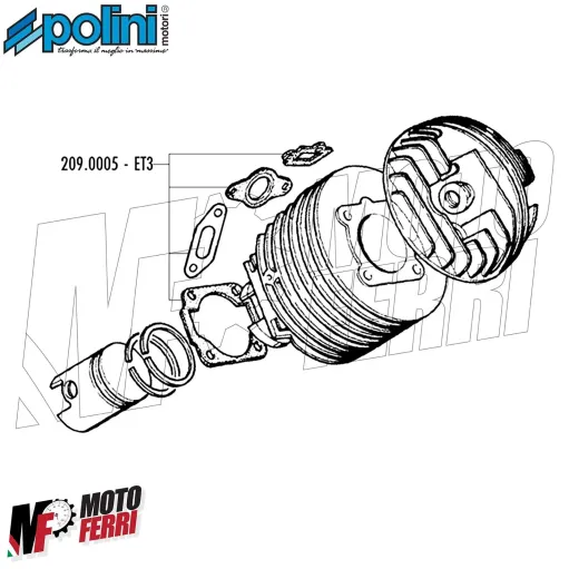 MF3572 Serie Guarnizioni Cilindro Polini 130 Doppia Alimentazione Vespa 50 125