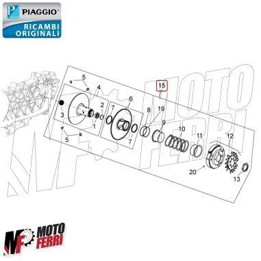 MF3620 Puleggia Frizione Originale + Campana Polini Vespa 250 300 GTS 2005/2024