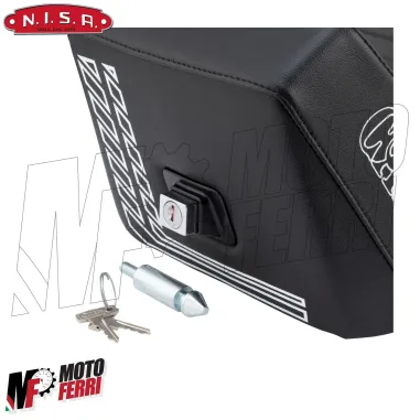 Sella nera Camel Special Sport Vespa PX 125 150 200 PE con Serratura in Pelle