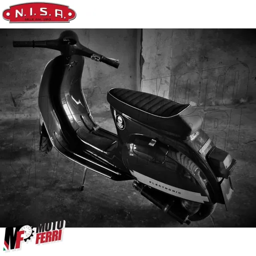 MF1333 Sella Nisa Sport Race Bordino Bianco con Levetta Vespa 50 125 PK S XL