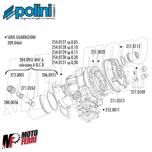 Kit Cilindro Gruppo Termico Polini 47,6 Piaggio LC Runner ZIP NRG MC3 SR Quartz