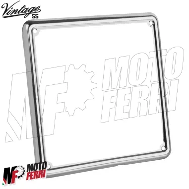 Cornice Targa Cromata 17X17 per Vespa 125 150 200 con Targa D'epoca Non Europea