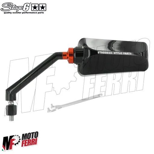 MF2485 Specchietto Retrovisore Sinistro Stage6 F1 Nero Lucido Jet Universale