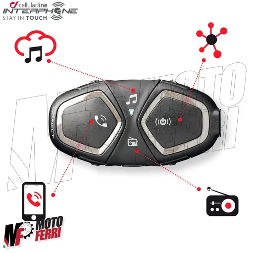 MF3777 - Kit 2 Interfono Interphone Connect Bluetooth Moto Scooter 2 Caschi