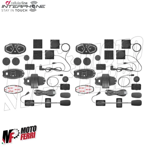 MF3777 - Kit 2 Interfono Interphone Connect Bluetooth Moto Scooter 2 Caschi