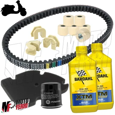 MF3806 Kit 2L Bardahl Filtro Olio Aria Cinghia Rulli Cursori Vespa GTS 300 HPE