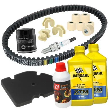 MF3807 Kit Tagliando Vespa GTS 300 HPE 2018 a 2024 Olio Bardahl cinghia rulli +