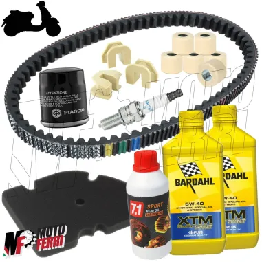 MF3807 Kit Tagliando Vespa GTS 300 HPE 2018 a 2024 Olio Bardahl cinghia rulli +