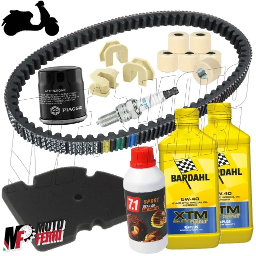 MF3807 Kit Tagliando Vespa GTS 300 HPE 2018 a 2024 Olio Bardahl cinghia rulli +