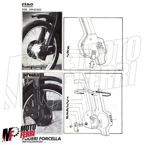MF3867 - Kit Foderi Copertura Forcella Nero Cross style per Piaggio Ciao 50