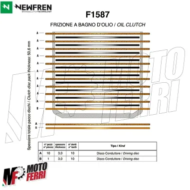 MF3908 - Kit 11 Dischi Frizione Newfren Ducati ST3 1000 05-07 - ST4 996 07/09