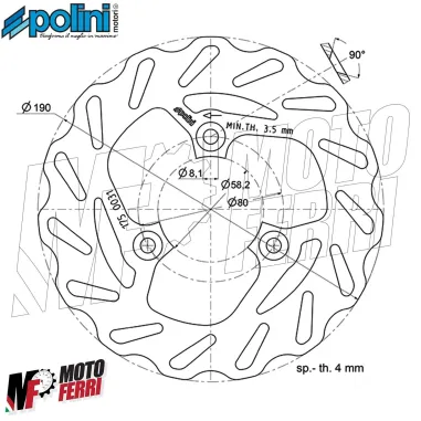 MF3935 Disco Freno Anteriore Polini a Margherita per MBK Stunt Ovetto 50 / 125