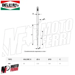 MF4009 Spillo Conico K 98 Carburatore Dellorto VHSB / VHSH / PHSB / PHBE / VHSC 2