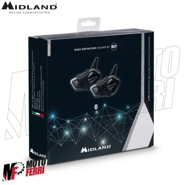 MF4051 Kit 2 Interfono Midland BTR1 Advanced Bluetooth Moto Scooter 2 Caschi