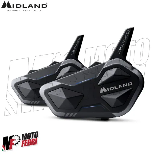 MF4051 Kit 2 Interfono Midland BTR1 Advanced Bluetooth Moto Scooter 2 Caschi
