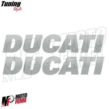 MF4939 Kit 2 Adesivi Ducati Grigio Argento Serbatoio Carena per Moto 151x28mm