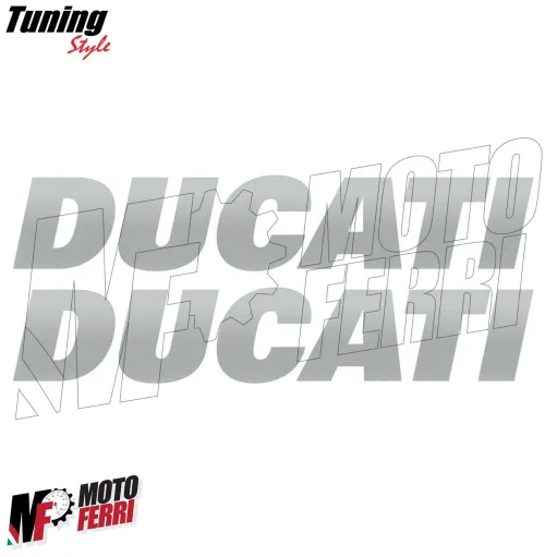 MF4939 Kit 2 Adesivi Ducati Grigio Argento Serbatoio Carena per Moto 151x28mm