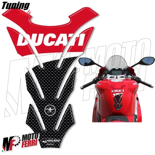 MF4026 Adesivo Protezione Paraserbatoio Ducati Resina Rosso / Carbonio 20x14cm