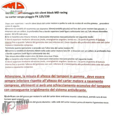 MF4069 Silent Block Supporto Motore Ammortizzatore MD Racing Vespa PX 125 150