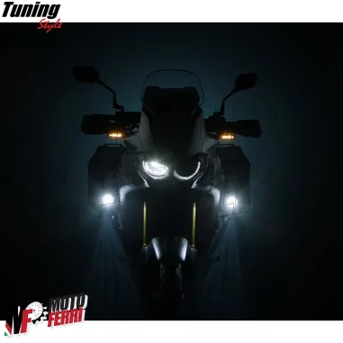 MF4095 Faretti Fari Supplementari Led + Tasto Manubrio Universali Moto Enduro