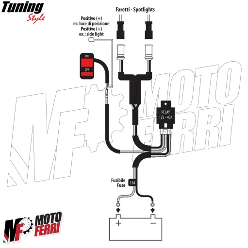 MF4095 Faretti Fari Supplementari Led + Tasto Manubrio Universali Moto Enduro