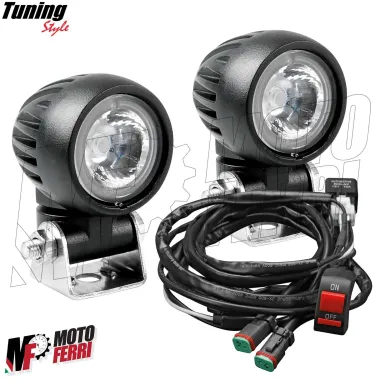 MF4095 Faretti Fari Supplementari Led + Tasto Manubrio Universali Moto Enduro