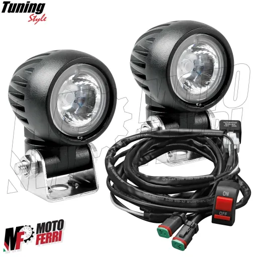MF4095 Faretti Fari Supplementari Led + Tasto Manubrio Universali Moto Enduro
