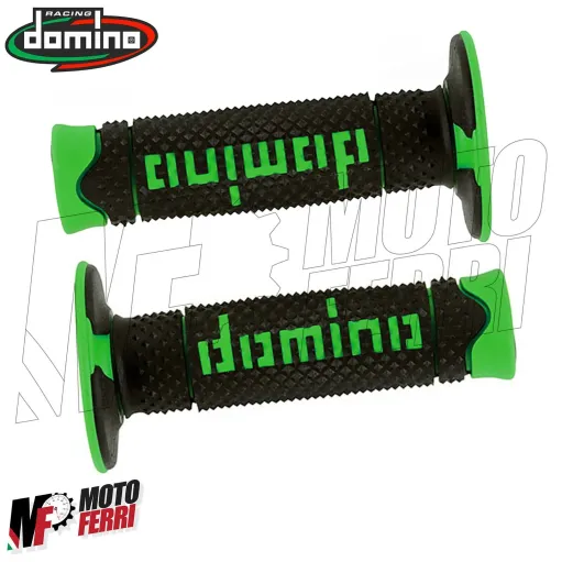 MF2521 - Manopole Domino Racing Verde / Nero Soft Grips Moto Cross Universali