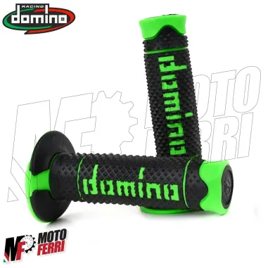MF2521 - Manopole Domino Racing Verde / Nero Soft Grips Moto Cross Universali
